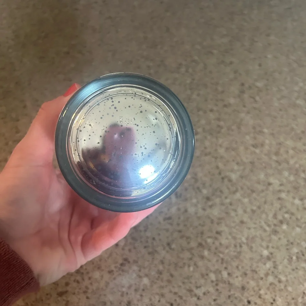 Silver Sparkle Glass Jar w/Cover